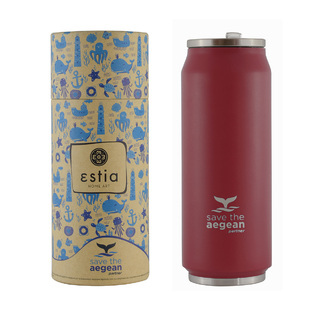 Estia Travel Cup Save The Aegean Red Matte 0.5lt