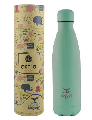 Estia Travel FLASK SAVE THE AEGEAN PASTEL GREEN 0.5LT κωδικός 01-18023