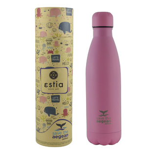 Estia Travel Flask Save The Aegean Baby Pink 0.5lt