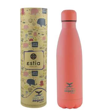 Estia Travel Flask Save The Aegean Pastel Coral 0.5lt