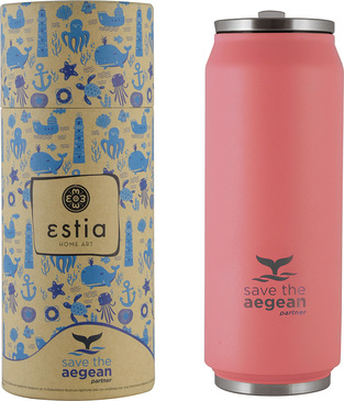 Estia Travel Cup Save The Aegean Pastel Coral 0.5lt